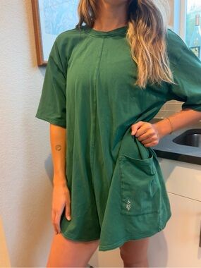 FP Movement by Free People Forest Green Short Sleeve Jumpsuit Romper